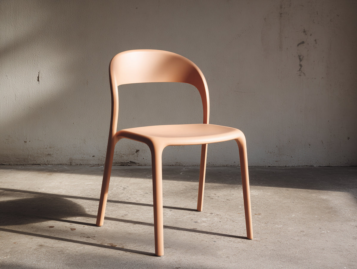 Esszimmerstuhl aus Kunststoff 53×55×81 cm - Apricot - geschwungene offene Rückenlehne für Esszimmer