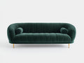 Zweisitzer Sofa aus Samt 205×91×76 cm - Dunkelgrün/Gold - gerundete Form mit vertikaler Steppung für Wohnzimmer