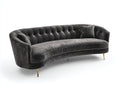 Zweisitzer Sofa aus Samt 195×88×78 cm - Anthrazit/Gold - geschwungene Rückenlehne mit Knopfheftung für Wohnzimmer