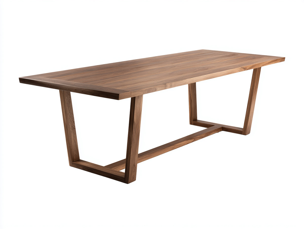 Rechteckiger Esstisch aus Holz 200×95×76 cm - Walnussbraun - offenes Rahmengestell mit Längsstrebe