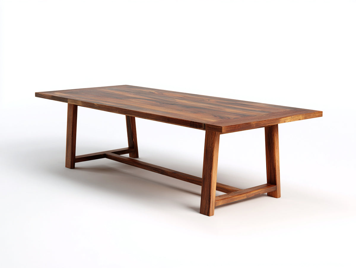 Rechteckiger Esstisch aus Holz 190×95×75 cm - Braun - offene Rahmenkonstruktion für Esszimmer