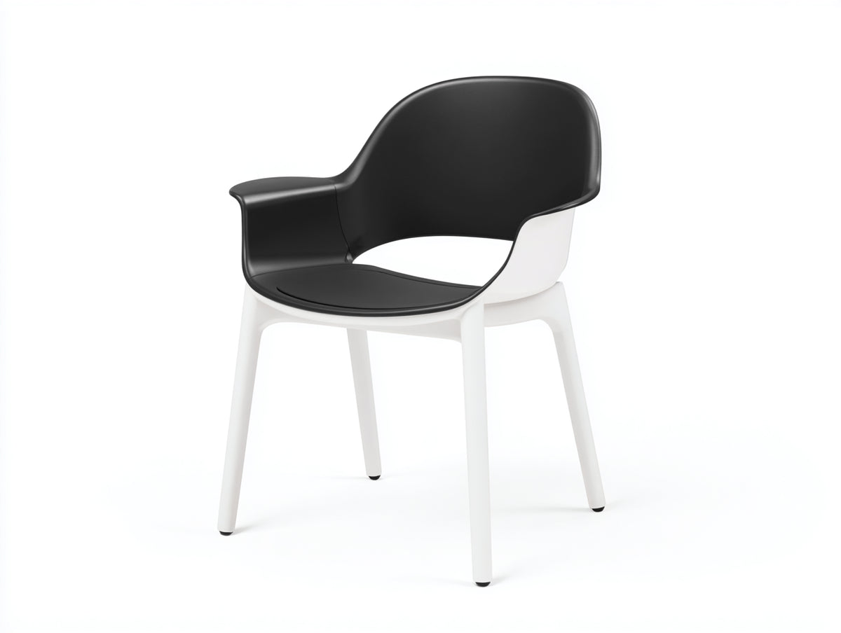 Esszimmerstuhl aus Kunststoff 59×56×81 cm - Schwarz/Weiß - umschließende Schale mit Armauflagen