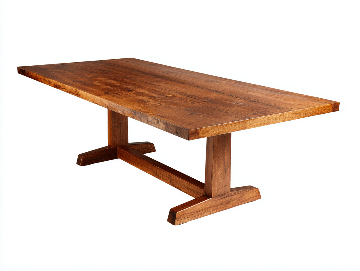 Esstisch aus Massivholz 200×100×76 cm - Braun - rustikale Tischplatte mit T-Gestell für Esszimmer