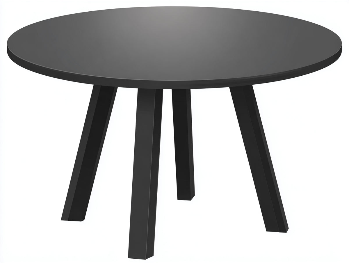 Esstisch aus Holzwerkstoff Ø120×75 cm - Dunkelgrau/Schwarz - runde Tischplatte mit ausgestellten Beinen für Esszimmer