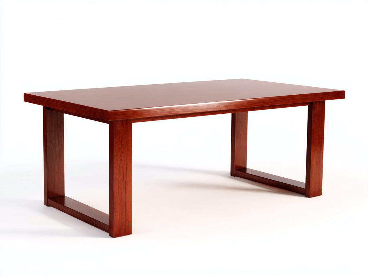 Esstisch aus Holz 190×90×75 cm - Rotbraun - glatte Platte mit offenem Wangengestell