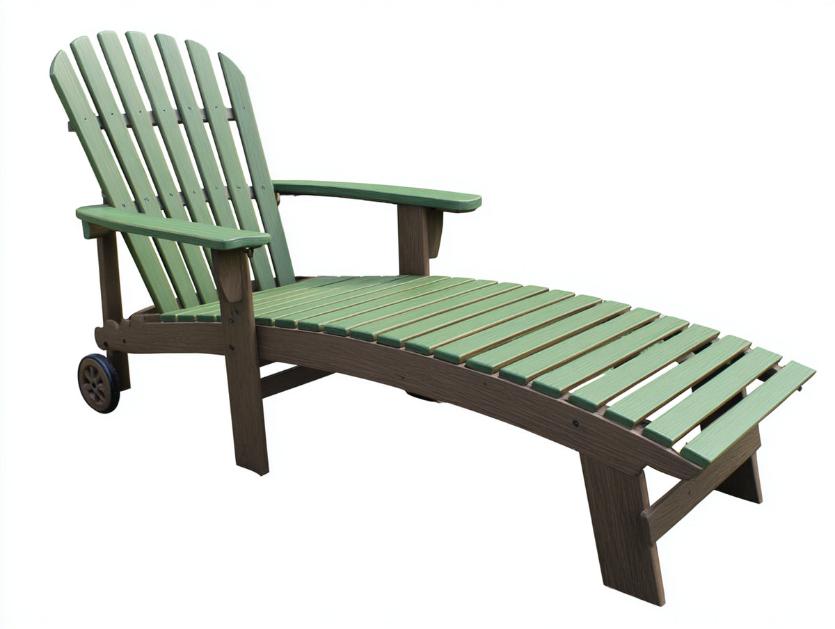 Gartenliege aus Holz 205×72×103 cm - Grün/Braun - hohe Rückenlehne und Rollen für Terrasse