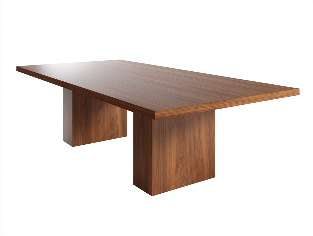 Rechteckiger Esstisch aus Holz 200×100×75 cm - Holzbraun - breite Tischplatte mit massivem Sockeldesign für Esszimmer