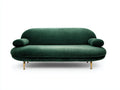 Zweisitzer Sofa aus Samt 190×90×78 cm - Dunkelgrün/Gold - organische Polsterform mit niedriger Rückenlehne für Wohnzimmer