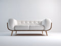 Zweisitzer Sofa aus Holz und Polsterung 188×88×79 cm - Weiß/Holzbraun - geschwungener Holzrahmen mit Knopfheftung für Wohnzimmer