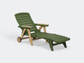 Gartenliege aus Kunststoff 198×72×101 cm - Olivgrün/Natur - verstellbare Rückenlehne mit Armlehnen und Rollen für Terrasse