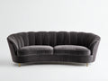 Zweisitzer Sofa aus Samt 198×88×80 cm - Anthrazit/Goldfarben - Faltenlehne mit Rundform