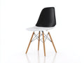 Esszimmerstuhl aus Kunststoff und Holz 48×53×82 cm - Schwarz/Weiß/Natur - hohe Schalenlehne mit Holzbeinen für Esszimmer