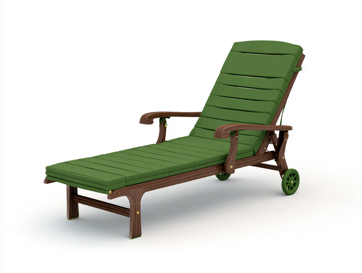 Gepolsterte Gartenliege 195×74×102 cm - Grün/Braun - hohe Rückenlehne mit Rollen