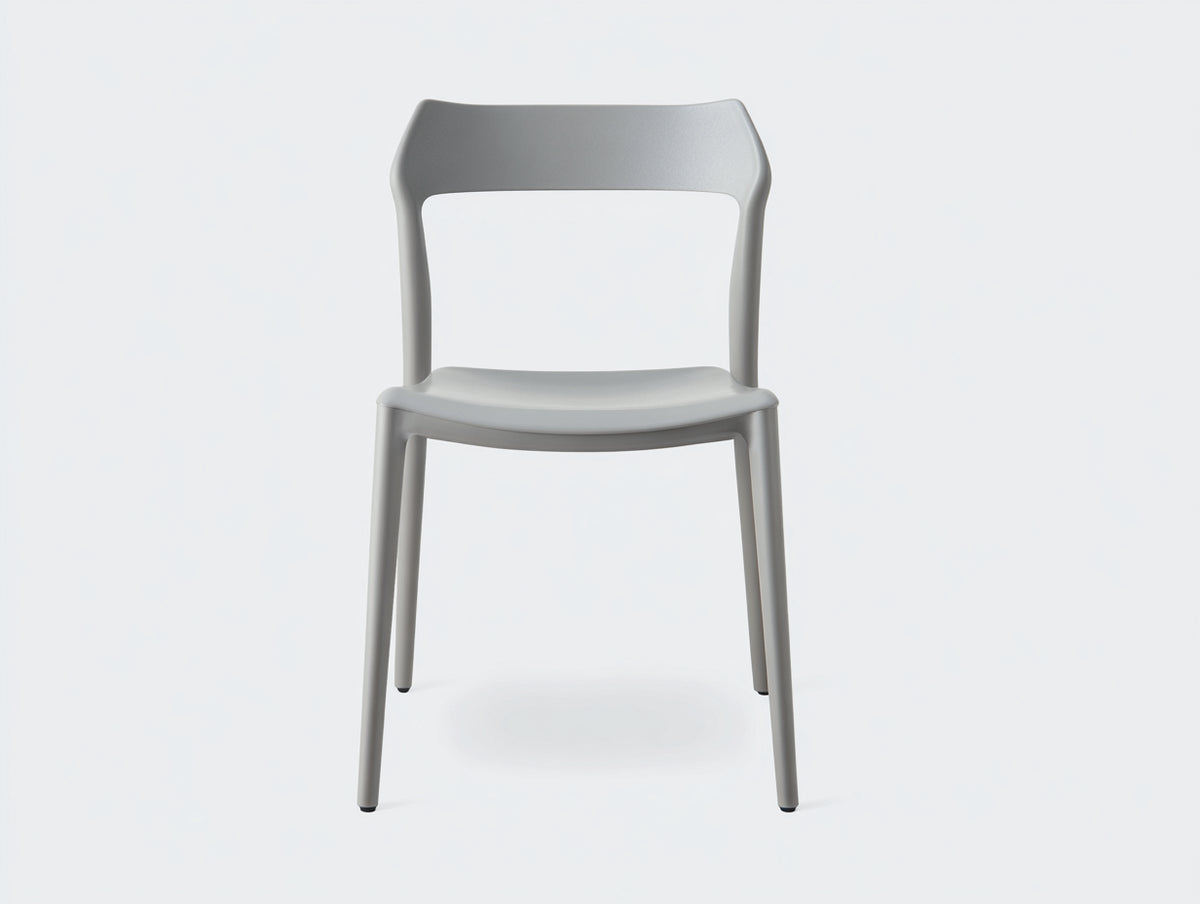 Esszimmerstuhl aus Kunststoff 50×53×80 cm - Grau - offene Rechtecklehne mit schlanken Beinen für Esszimmer