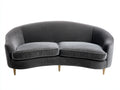 Zweisitzer Sofa aus Samt 184×92×79 cm - Anthrazit/Natur - gebogene Rückenlehne mit getrennten Sitzpolstern für Wohnzimmer